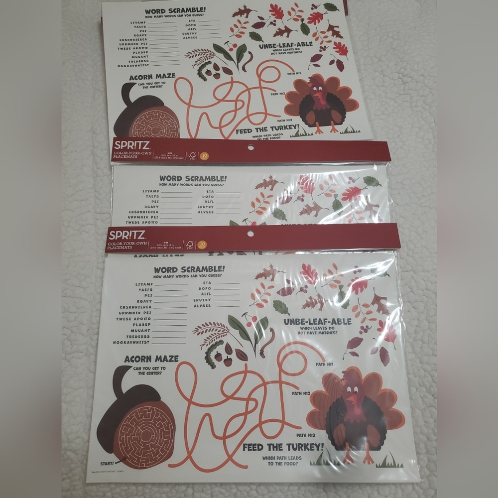 Thanksgiving spritz placemat activity